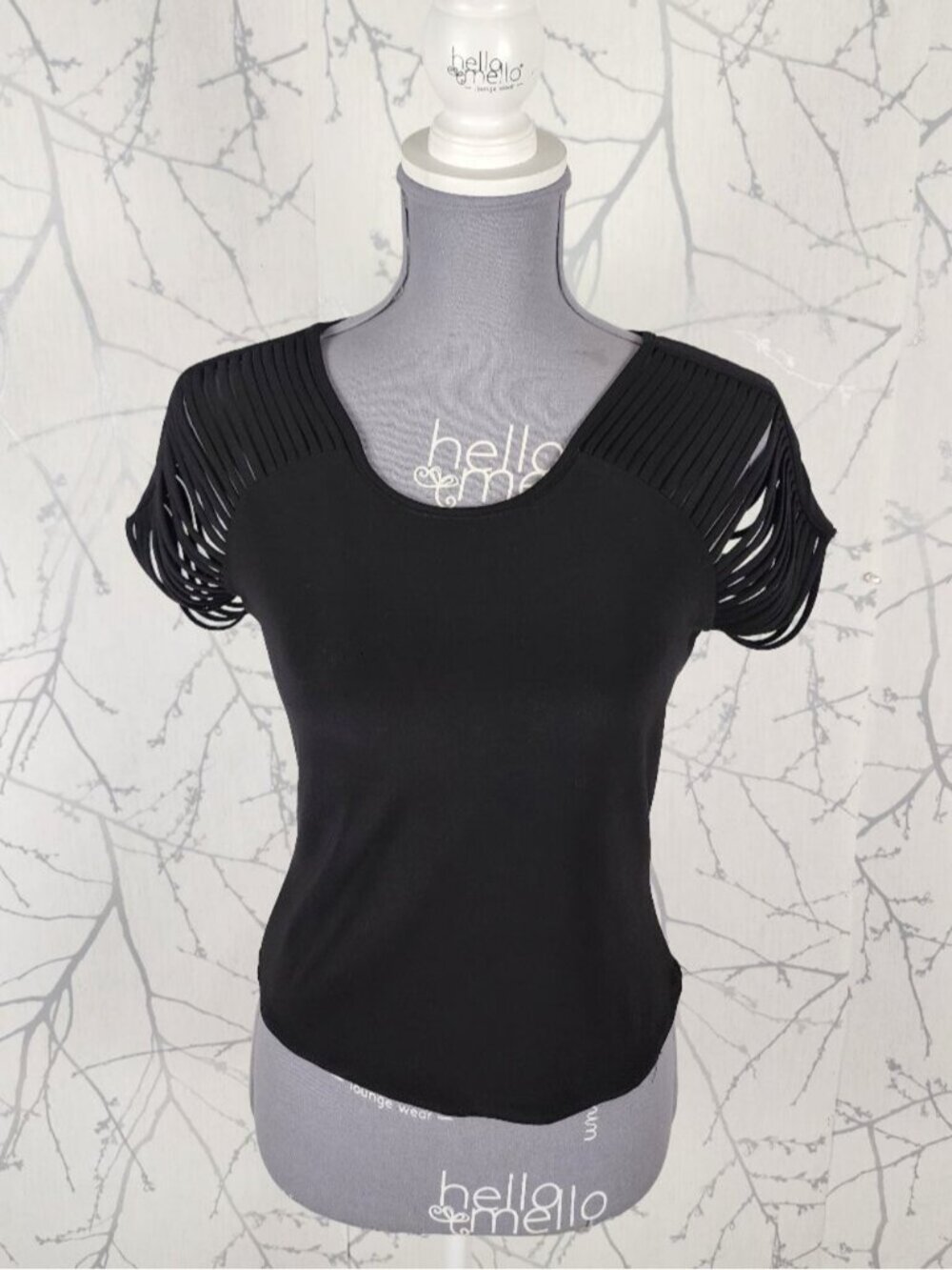 Joseph Ribkoff Slinky Stretch Jersey Cutout Sleeve Cropped Tee